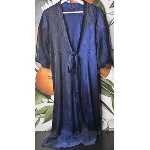 Komarov Large Dress Blue Toe Front Pleated 3/4 Sleeves Midi Dress